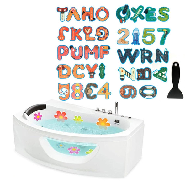 PEVA Non-slip Sticker Bathroom Bathtub Cartoon Non-slip Sticker, Model: 26 Letters+10 Numbers