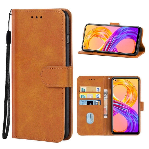 Leather Phone Case For OPPO Realme 8 Pro(Brown)