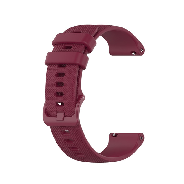 For Ticwatch E Checkered Silicone Strap(Wine Red)