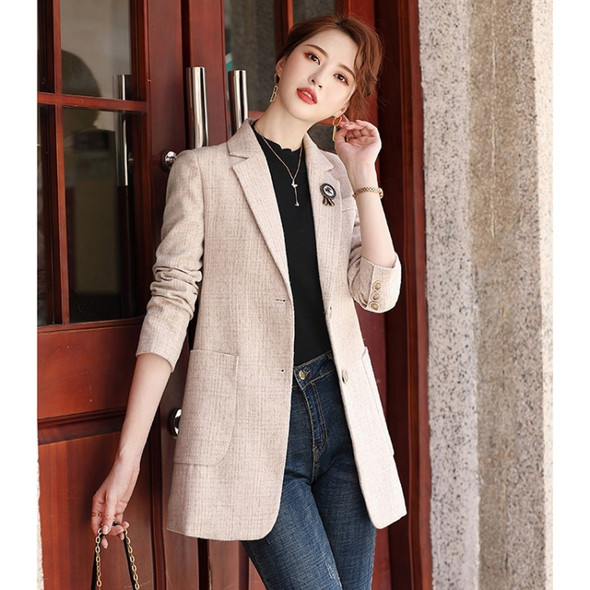 Autumn And Winter 3D Label Woolen Coat For Ladies (Color:Beige Size:M)