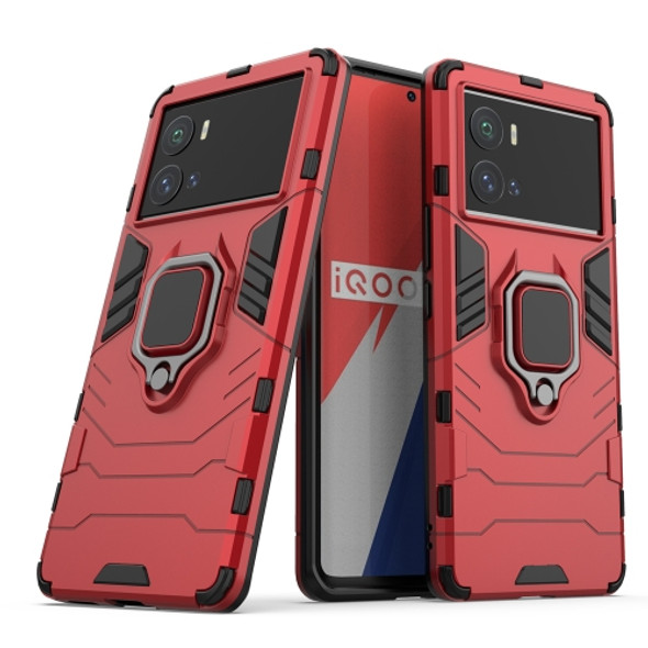 For vivo iQOO 9 Pro 5G Shockproof PC + TPU Protective Phone Case with Magnetic Ring Holder(Red)