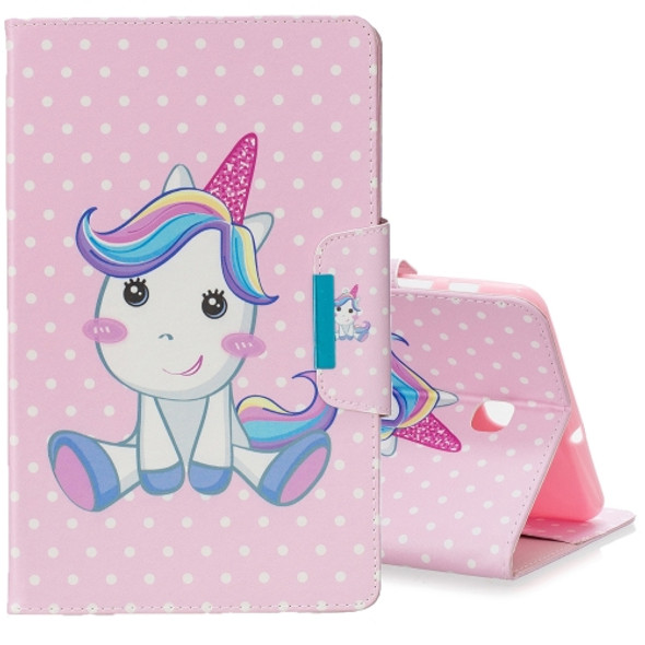 For Galaxy Tab A 8.0 (2018) T387 Colored Drawing Pattern Horizontal Flip Leather Case with Holder & Card Slot & Wallet(Cute Unicorn)