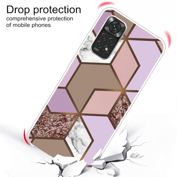 For Xiaomi Redmi Note 11 Pro 4G / 5G Global Abstract Marble Pattern TPU Phone Case(Rhombus Orange Purple)