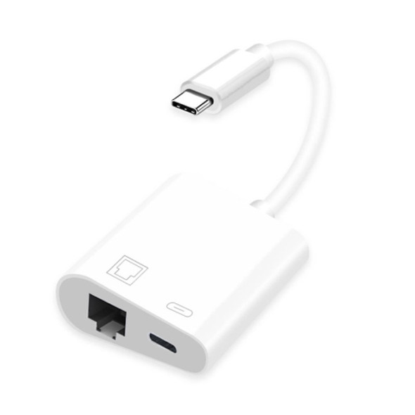 NK-1035 TC 2 in 1 USB-C / Type-C Male to Ethernet + Type-C Power Female Adapter