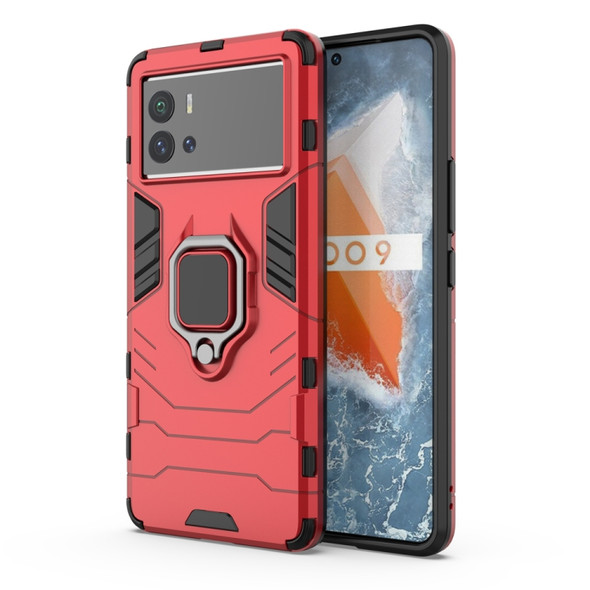 For vivo iQOO 9 5G Shockproof PC + TPU Protective Phone Case with Magnetic Ring Holder(Red)