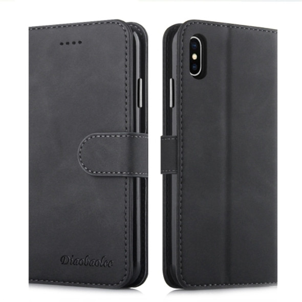 For iPhone XS Max Diaobaolee Pure Fresh Texture Horizontal Flip Leather Case, with Holder & Card Slot & Wallet & Photo Frame(Black)