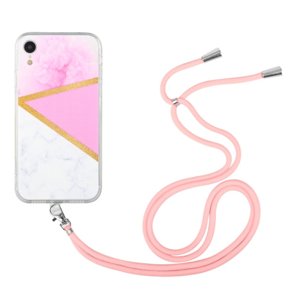 Lanyard Stitching Marble TPU Case For iPhone XS Max(Pink Marble)