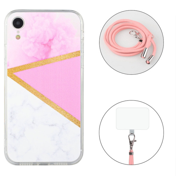 Lanyard Stitching Marble TPU Case For iPhone XR(Pink Marble)