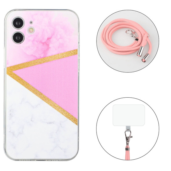 Lanyard Stitching Marble TPU Case For iPhone 11(Pink Marble)