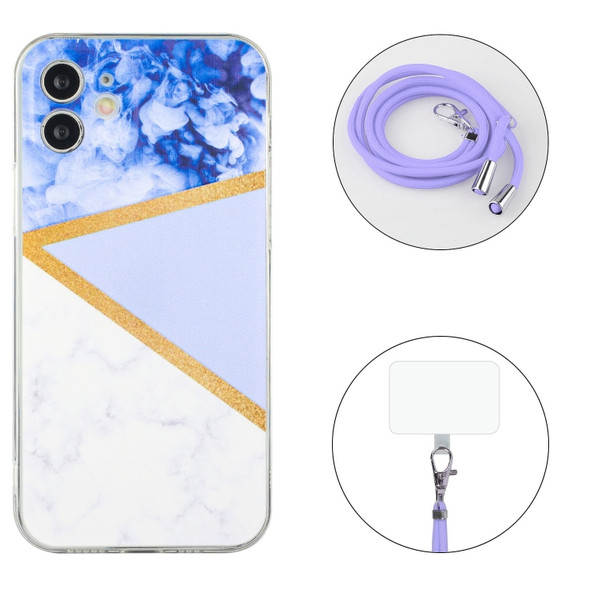 Lanyard Stitching Marble TPU Case For iPhone 11(Purple)