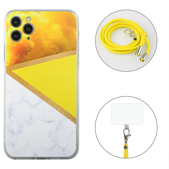 Lanyard Stitching Marble TPU Case For iPhone 11 Pro(Yellow)