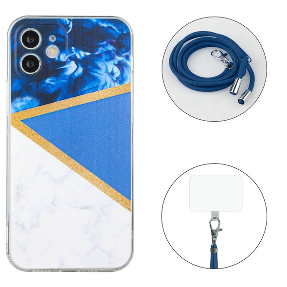 Lanyard Stitching Marble TPU Case For iPhone 11(Dark Blue)