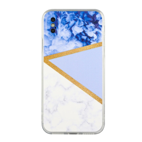 Stitching Marble TPU Phone Case For iPhone XS Max(Purple)