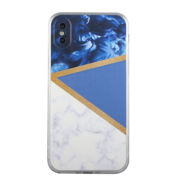 Stitching Marble TPU Phone Case For iPhone XS Max(Dark Blue)