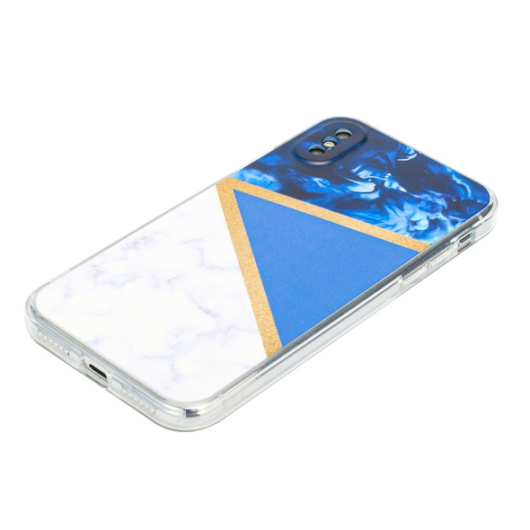 Stitching Marble TPU Phone Case For iPhone XS Max(Dark Blue)