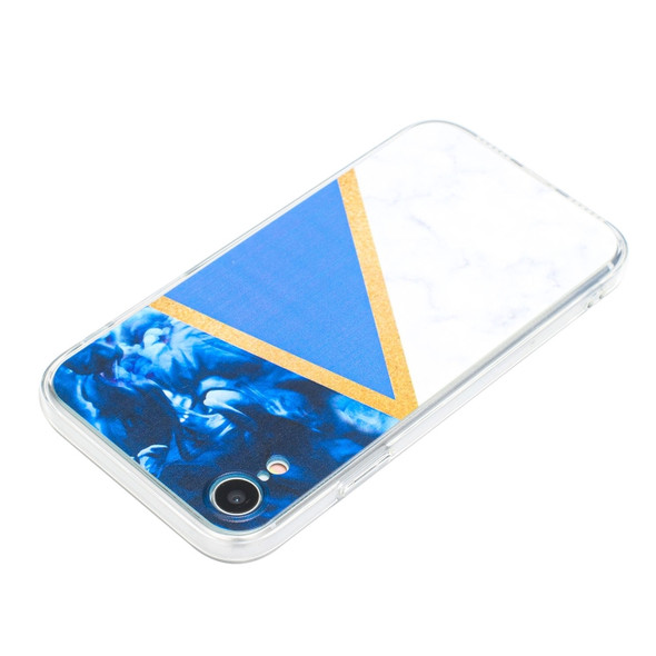 Stitching Marble TPU Phone Case For iPhone XR(Dark Blue)