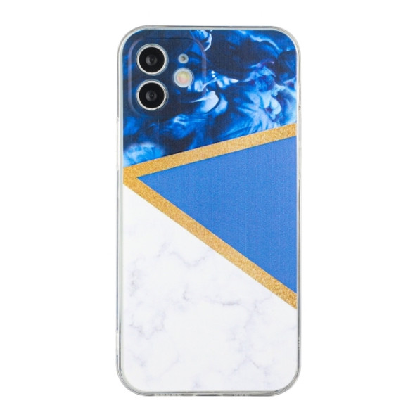 Stitching Marble TPU Phone Case For iPhone 11(Dark Blue)
