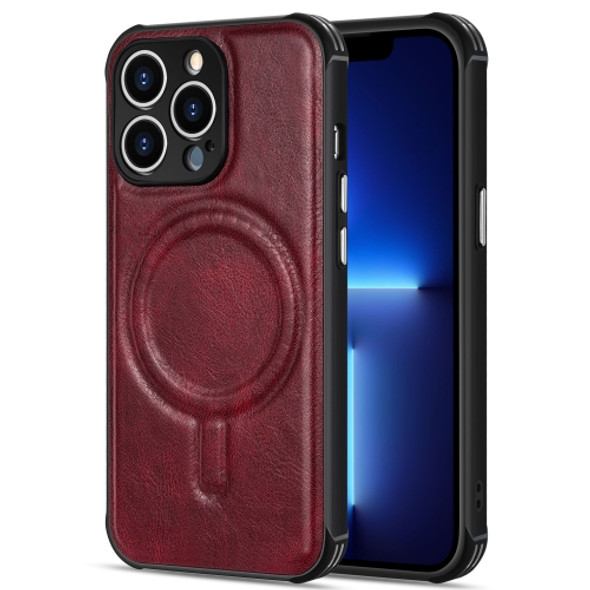 Crazy Horse Cowhide Leather Magnetic Phone Case For iPhone 11 Pro Max(Red)