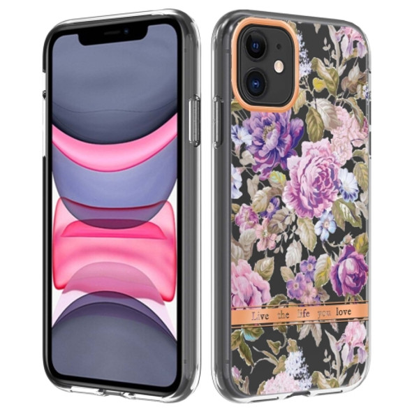 Flowers and Plants Series IMD TPU Phone Case For iPhone 11(Purple Peony)