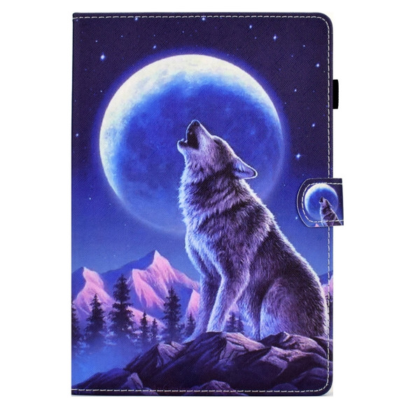 For Huawei MediaPad T3 10 Sewing Pen Slot Leather Tablet Case(Night Wolf)