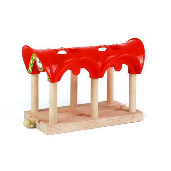 Beech Rail Hovering Railroad Station Parallel Bars Crossing Wooden Toys, Style:Red Parking Station