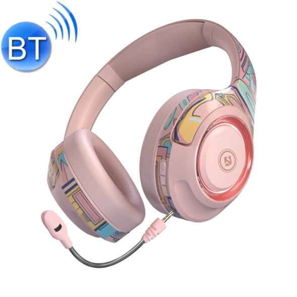 EL-A2 Gaming Ambient Light Folding Wireless Bluetooth Headset(Pink)