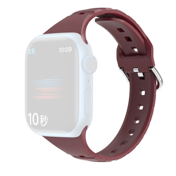 Silicone Small Waist Watchband For Apple Watch Series 7 45mm / 6&SE&5&4 44mm / 3&2&1 42mm(Wine Red)