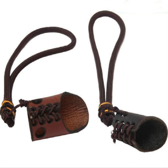 Outdoor Traditional Bow and Arrow Shooting Protective Gear Mongolian Leather Fingerstall, Random Color Delivery