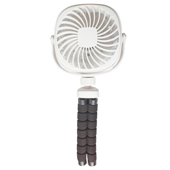 Octopus Stroller Deformation Fan Desktop Portable Handheld USB Small Fan, Colour: 2200mAh White