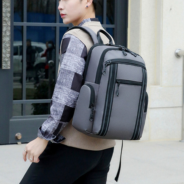 Men Business Laptop Back Shoulders Bag Waterproof Wear Backpack(Style 1 Gray)