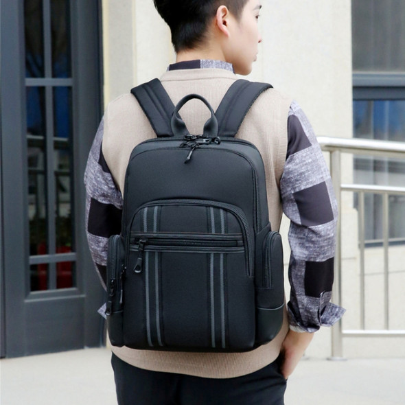 Men Business Laptop Back Shoulders Bag Waterproof Wear Backpack(Style 2 Black)