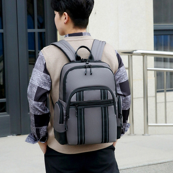 Men Business Laptop Back Shoulders Bag Waterproof Wear Backpack(Style 2 Gray)