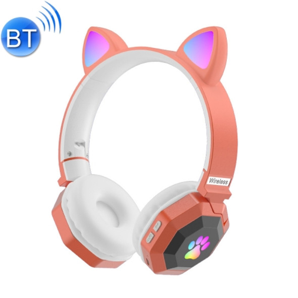 LS020 Glowing Folding Cat Ears Wireless Bluetooth Sports Headset(Orange)