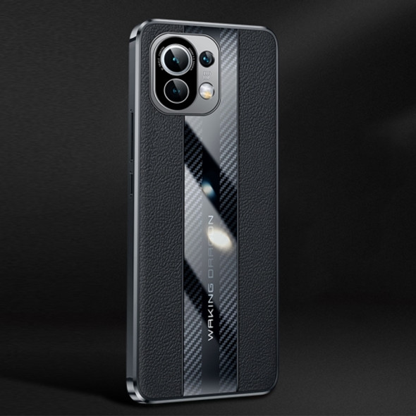 For Xiaomi Mi 11 Ultra / Mi 11 / Mi 11 Pro Racing Car Design Leather Electroplating Process Anti-fingerprint Protective Phone Case(Black)
