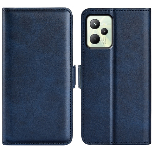 For OPPO Realme C35 Dual-side Magnetic Buckle Leather Phone Case(Dark Blue)