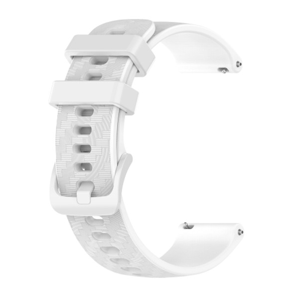 For Huawei Watch 2 20mm Carbon Fiber Striped Silicone Strap(White)