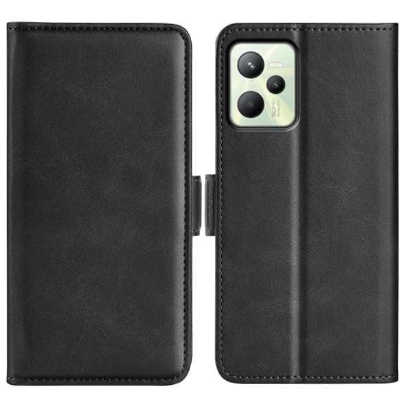 For OPPO Realme C35 Dual-side Magnetic Buckle Leather Phone Case(Black)