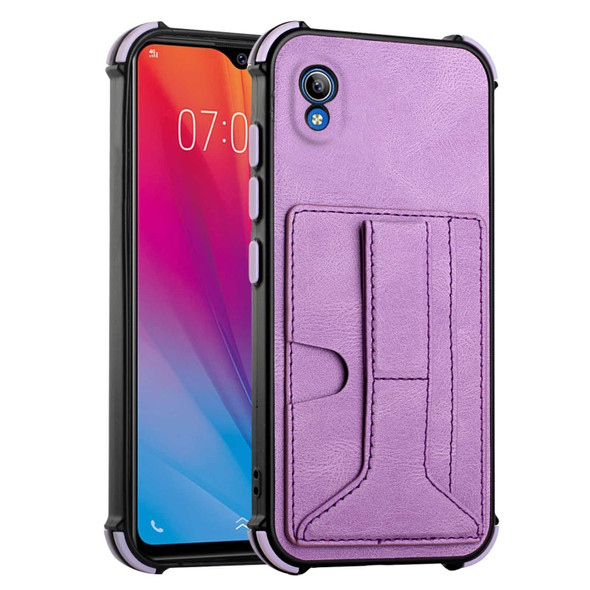 For vivo Y91i without Fingerprint Hole Dream Holder Card Bag Shockproof Phone Case(Purple)