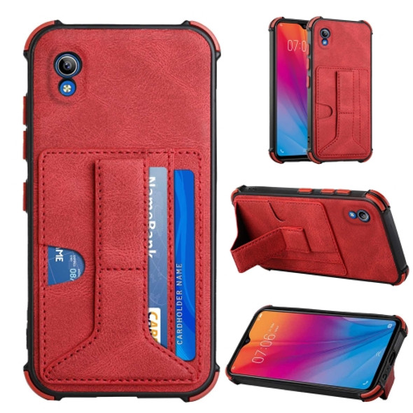 For vivo Y91i without Fingerprint Hole Dream Holder Card Bag Shockproof Phone Case(Red)