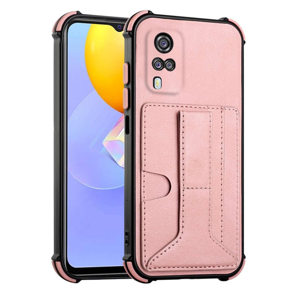 For vivo Y51 2020/Y31 2021/Y51s Foreign Version/Y51a Dream Holder Card Bag Shockproof Phone Case(Rose Gold)