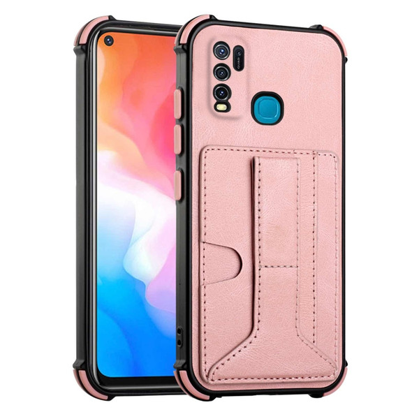 For vivo Y50/Y30/Y30i Dream Holder Card Bag Shockproof Phone Case(Rose Gold)