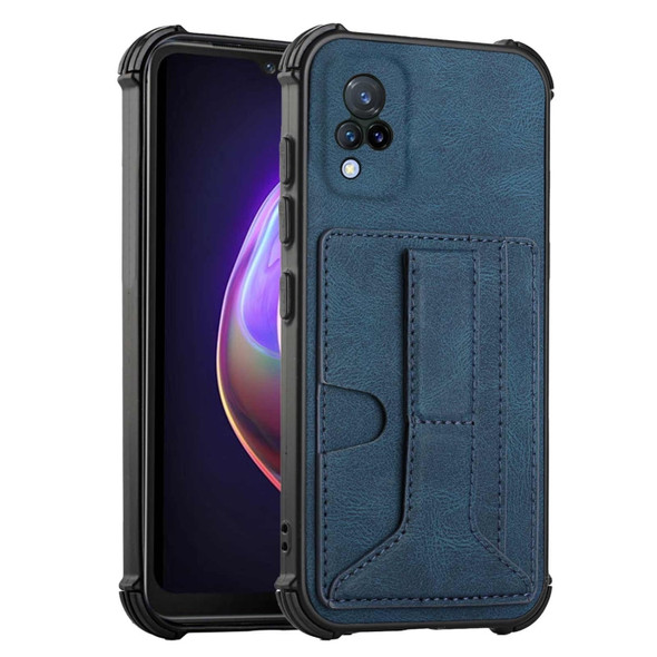 For vivo V21 Dream Holder Card Bag Shockproof Phone Case(Blue)