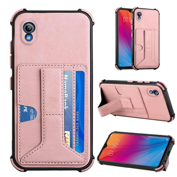 For vivo Y91i without Fingerprint Hole Dream Holder Card Bag Shockproof Phone Case(Rose Gold)