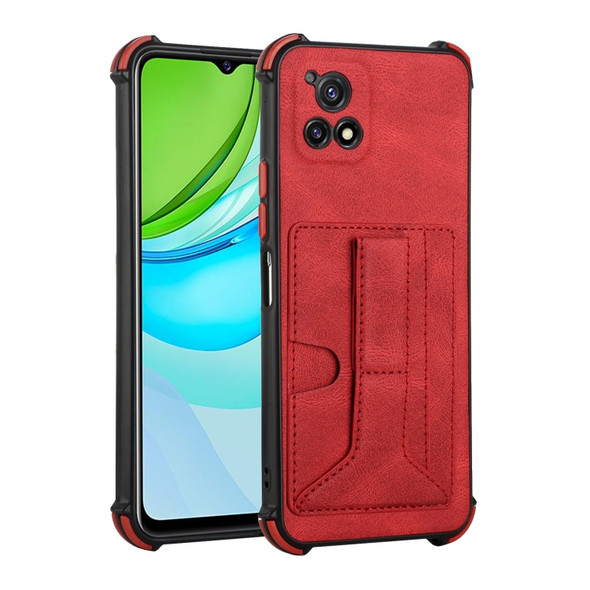 For vivo Y72 5G Indian Version/Y52s 5G Dream Holder Card Bag Shockproof Phone Case(Red)