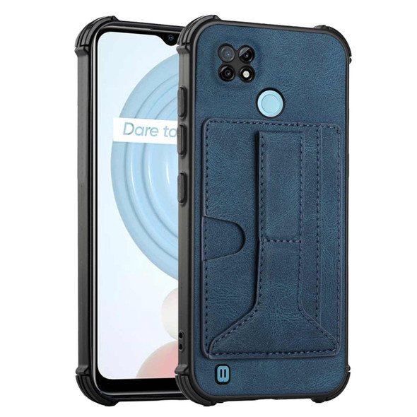 For OPPO Realme C21 Dream Holder Card Bag Shockproof Phone Case(Blue)