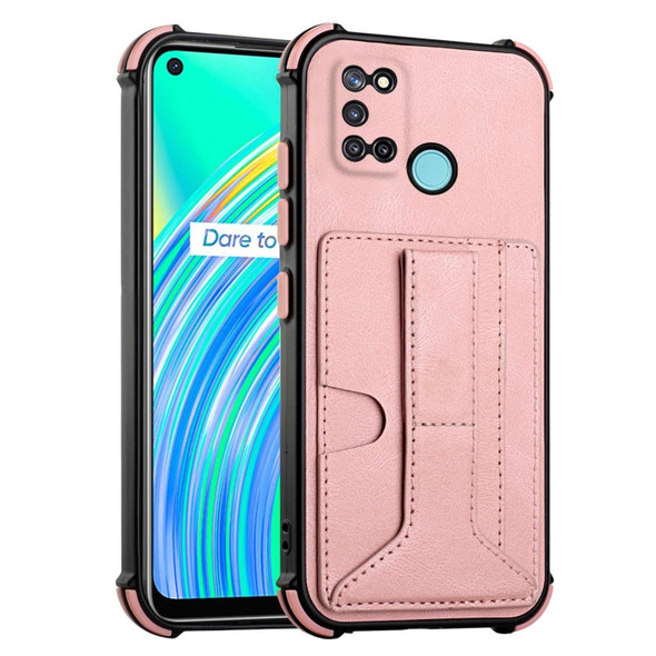 For OPPO Realme C17 / 7i Dream Holder Card Bag Shockproof Phone Case(Rose Gold)