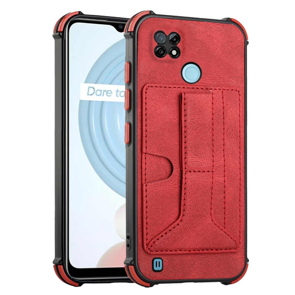 For OPPO Realme C21 Dream Holder Card Bag Shockproof Phone Case(Red)