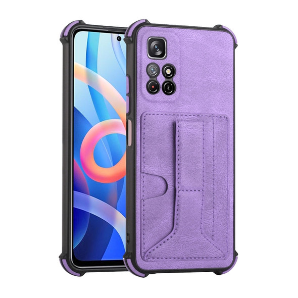 For Xiaomi Redmi Note 11 5G / Note 11T 5G Dream Holder Card Bag Shockproof Phone Case(Purple)