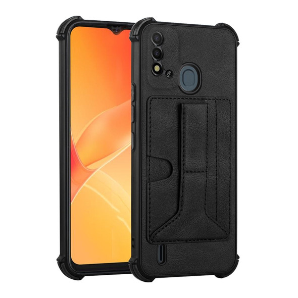 For Itel P37 Dream Holder Card Bag Shockproof Phone Case(Black)