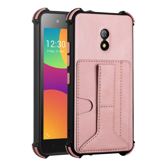 For Itel A16 Dream Holder Card Bag Shockproof Phone Case(Rose Gold)